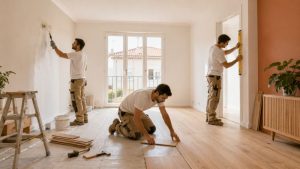 Equipo realizando una reforma integral de un piso en Barcelona